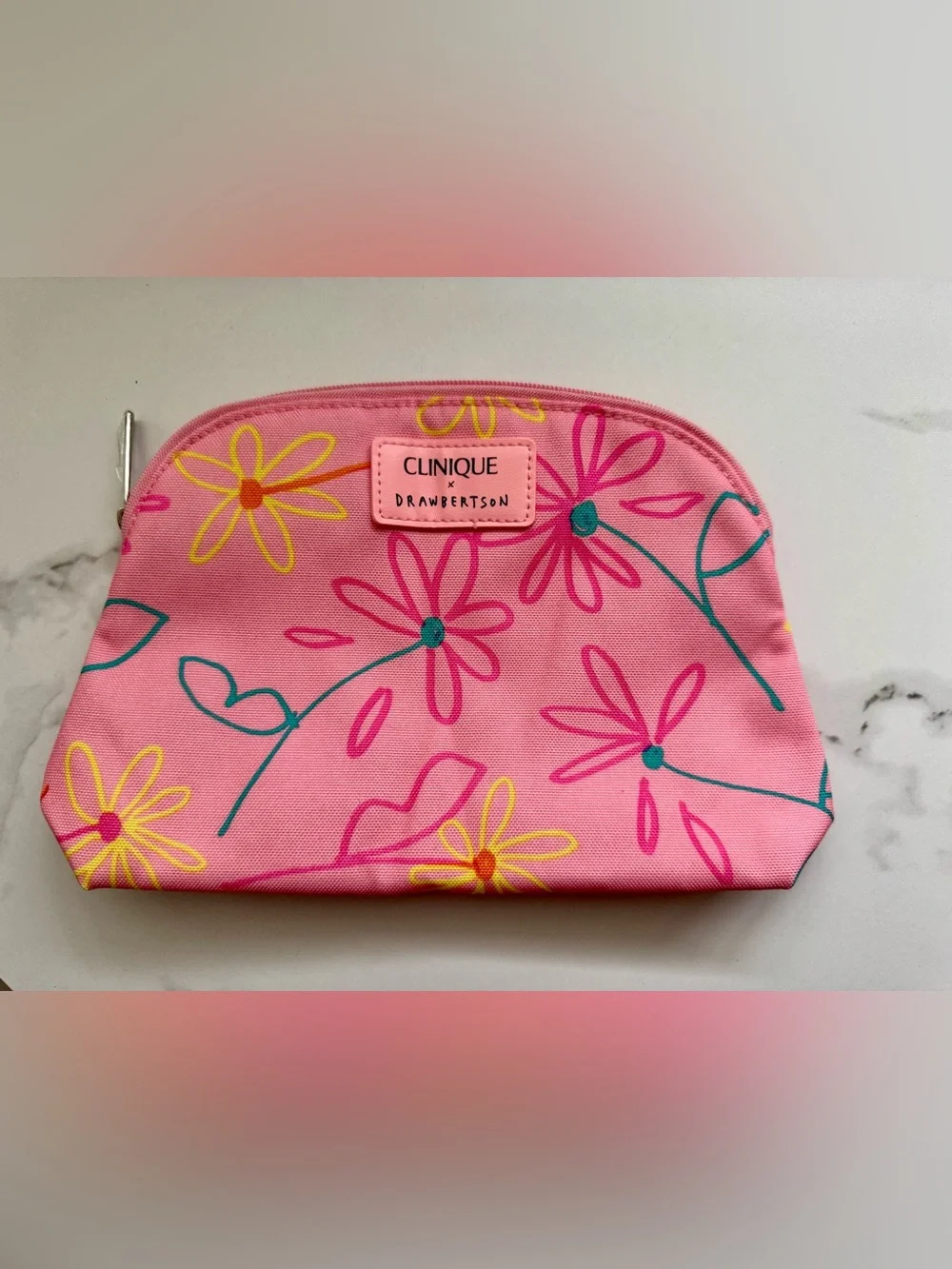 Clinique Pink Floral Makeup Bag